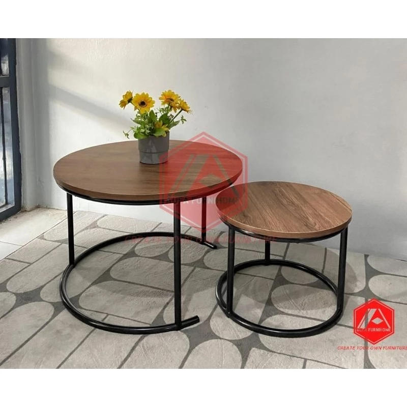 Meja Tamu Kopi Bulat Minimalis Ukuran 60 dan 40 cm - Gambar 4