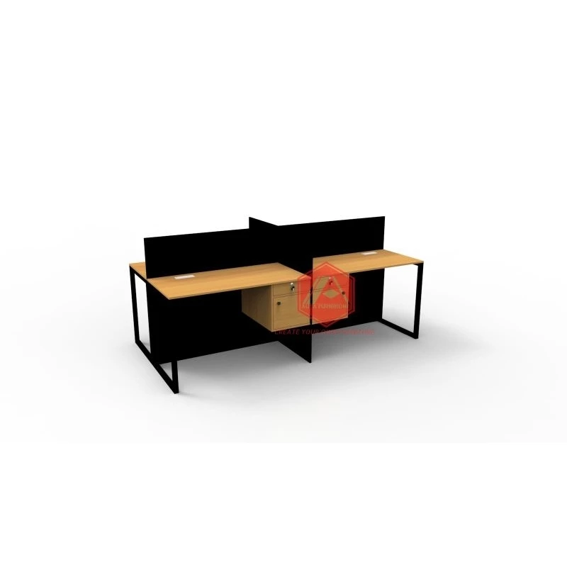 Meja Kerja Kantor Partisi 4 Orang Workstation Minimalis 120x60 Kaki Besi - Gambar 5