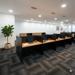 Meja Kantor Kubikal 8 Staff Sekat Partisi Meja Kerja Cubicle Kantor Set