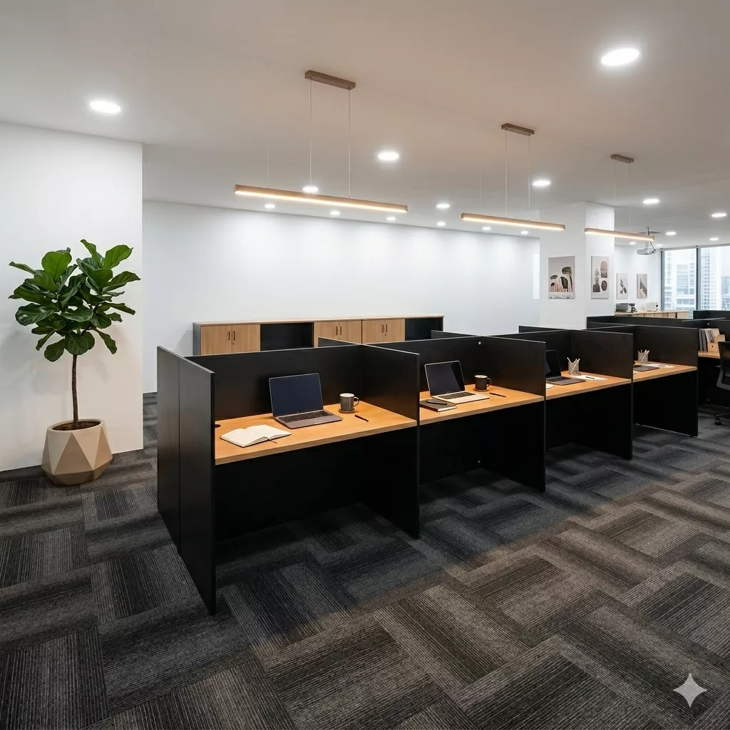 Meja Kantor Kubikal 8 Staff Sekat Partisi Meja Kerja Cubicle Kantor Set