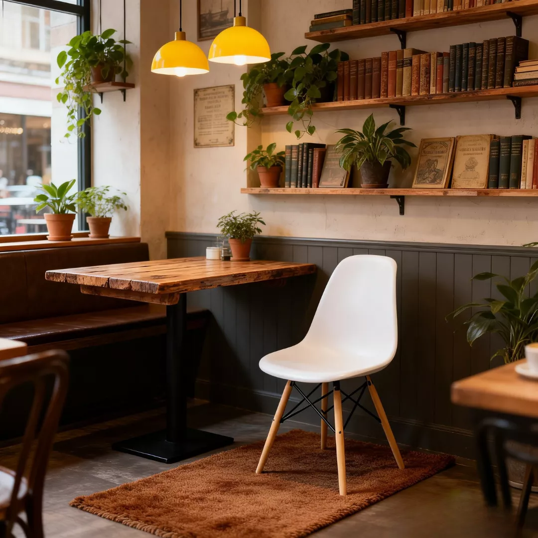 Kursi Cafe Scandinavian Minimalis Kursi Makan Kayu Putih Modern - Gambar 3