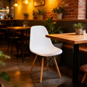 Kursi Cafe Scandinavian Minimalis Kursi Makan Kayu Putih Modern